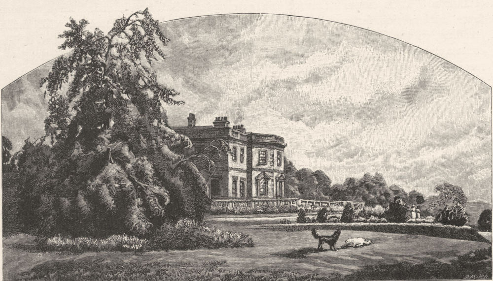 YORKSHIRE. Farnley Hall 1901 old antique vintage print picture